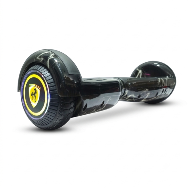 PulseBoard 6.5-inch black lightning bolt electric self balancing hoverboard for indoor use with LED wheels