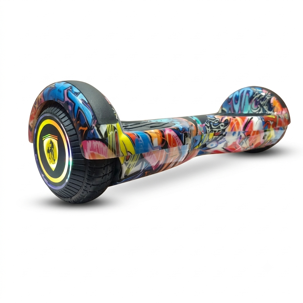 PulseBoard 6.5-inch multicolor graffiti flora electric self balancing hoverboard for indoor use with LED wheels
