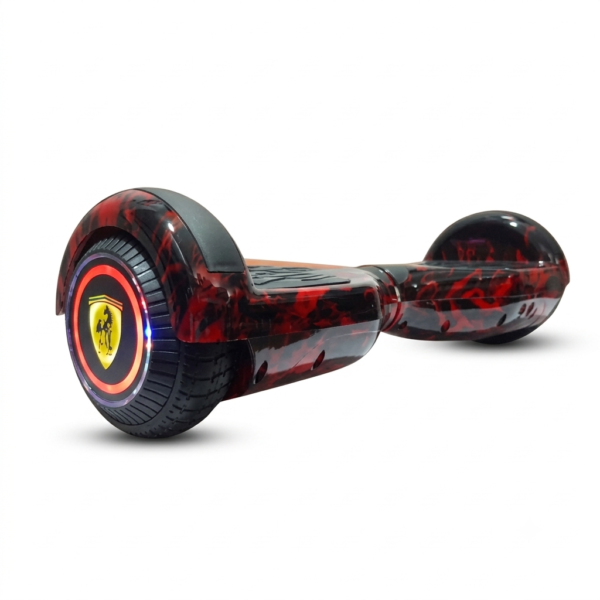 PulseBoard 6.5-inch red fire flame electric self balancing hoverboard for indoor outdoor use with LED wheels