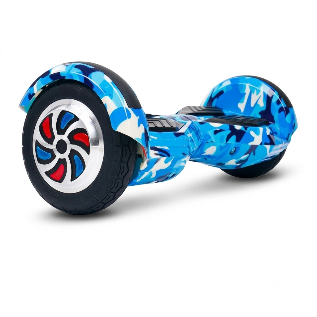 PulseBoard 8-inch blue military camo electric self balancing hoverboard for indoor outdoor use with LED wheels